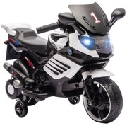 AIYAPLAY Motocicletă electrică pentru copii 18-36 luni, 6V, cu roți detașabile, faruri și muzică, albă | Aosom Romania