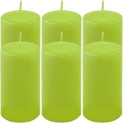 Set de lumânări pilon, 11,5 cm, Ø 6 cm, verde deschis, 6 buc