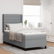 vidaXL Pat cu arcuri și saltea Gri deschis 80x200 cm din țesătură