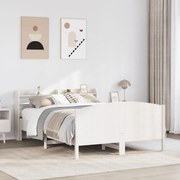 vidaXL Cadru de pat fără saltea, alb, 120x190 cm, lemn masiv pin