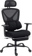 HOMCOM Scaun de birou ergonomic, cu suport lombar dinamic și suport pentru picioare, 73x75x120-128 cm, negru | Aosom Romania