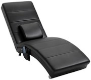 HOMCOM Relaxliege cu funcție de masaj, fotoliu de lounge ergonomic cu spătar înalt, cu funcție de masaj și pernă cu design Zero-G, fotoliu de lounge din piele ecologică, metal, spumă, negru, 58 x 163 x 87 cm | Aosom Romania