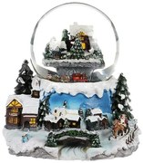 Glob de Crăciun Peisaj de iarnă, luminos, rotativ,melodie, 19 x 19 x 18 cm