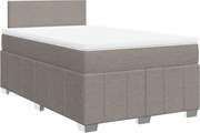 vidaXL Pat box spring cu saltea, gri taupe, 120x200 cm, textil