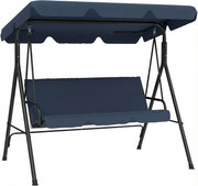 Outsunny Balansoar de Grădină Exterior Leagăn 3 locuri cu Copertină Reglabilă și Cadru din Oțel 172x118x153 cm Bleumarin | Aosom Romania