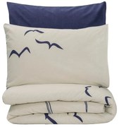 Lenjerie de pat albastră-crem din bumbac ranforcé pentru pat de o persoană 140x200 cm Larum – Mijolnir