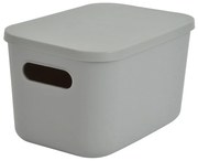 Cutie de depozitare gri din plastic cu capac 24,5x18x15 cm – Homéa