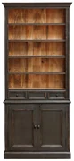 Biblioteca din lemn de mango, cu 6 rafturi, un sertar si 2 usi, cu aspect vintage, Valmore