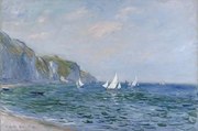 Reproducere Cliffs and Sailboats at Pourville, Monet, Claude