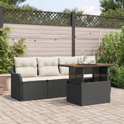 vidaXL Set de canapele pentru grădină cu pernă 5 pcs negru și crem