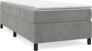 vidaXL Pat box spring cu saltea, gri deschis, 100x200 cm, catifea