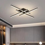 Lustra LED Holly One Cu Telecomanda, 3 Tipuri De Lumina, Intensitate Reglabila, 66W, Black