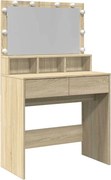 vidaXL Masă de toaletă cu LED, stejar sonoma, 80x41x134,5 cm