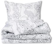 Lenjerie de pat Matex Satin Flori gri , 140 x 200cm, 70 x 90 cm