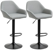 HOMCOM Lot de 2 scaune de bar cu spătar și suport pentru picioare, reglabil în înălțime și rotativ la 360°, gri | Aosom Romania