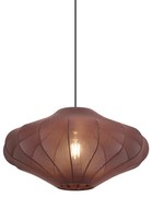 Lampă suspendată Japandi maro cu abajur din material textil 50cm - Plu