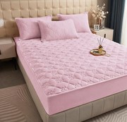 Husa matlasata tip topper din catifea, 180x200cm - Lila