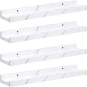 vidaXL Raft de perete 4 pcs Marmură albă 40 x 9 x 3 cm Lemn compozit