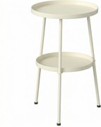 Outsunny Masă de grădină Ø36 cm, masă de balcon din metal, masă de exterior pentru servit masa, măsuță rotundă pentru grădină terasă balcon Alb-crem | Aosom Romania