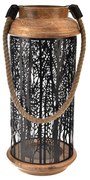 Suport pentru lumânări InDecor din lemn de mangoBlack, 18 x 18 x 40 cm, L