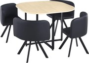 Set de mobilier dining 1+4, stejar/negru, BEVIS NEW