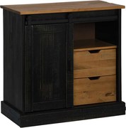 vidaXL Bufetă HALDEN cu uşă glisantă neagră 80x40x80 cm lemn masiv