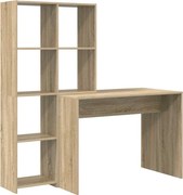 vidaXL Birou cu raft Stejar Sonoma 138,5 x 55 x 143 cm Lemn compozit