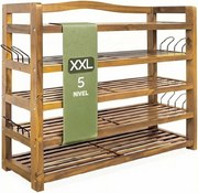 Raft pentru pantofi RUSTIC, 5 polițe, 95x26x82cm, maro natural Casaria