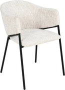 Set de 2 scaune aspect retro, Metal Negru, Chenille Bej, NOBLESSE A-47578 VC