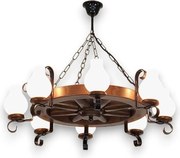 Brilagi - Lustru suspendat pe lanț ROATA, 8 x E14, 40 W, 230 V, diam. 70 cm, fag/nuc