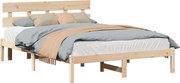 vidaXL Cadru de pat cu headboard Maro 160 x 200 cm Lemn masiv de pin