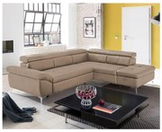 Canapea colțar extensibilă din piele SALERNO II, dreapta, maro