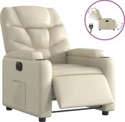 vidaXL Fotoliu rabatabil electric, crem, piele ecologică