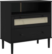 vidaXL Servantă SENJA, aspect ratan negru, 80x40x80 cm, lemn masiv pin