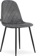 OFERTA Scaun din catifea gri inchis ASTI cu picioare negre categoria a II-a