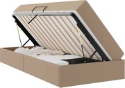 vidaXL Pat cu saltea și spațiu de depozitare 2 pcs Cappuccino Piele