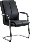 Scaun vizitator negru OFF 8117 din piele ecologică și cadru cromat tip sanie