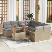 vidaXL Set de canapele pentru grădină 9 pcs Bej Rattan poli