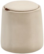 HOMCOM Otoman 2 în 1 cu catifea, cu depozitare și capac detașabil Φ44 cm x 47,5 cm Bej | Aosom Romania