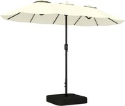 Outsunny Umbrelă Dublă de Grădină 3x1.5 m, Umbrelă de Exterior cu Sac de Nisip, Anti UV 50+, Bej | Aosom Romania