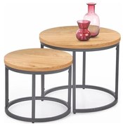 SET 2x măsuță de cafea OREO d. 43/53 cm antracit/stejar auriu