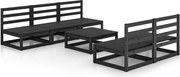 vidaXL Set mobilier de grădină, 6 piese, negru, lemn masiv de pin