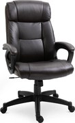 HOMCOM Fotoliu birou ergonomic reglabil cu roți pivotante 360°, tapițerie PU ciocolată, 64x73x106-115,5 cm | Aosom Romania