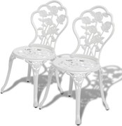 vidaXL Scaune bistro, 2 buc., alb, aluminiu turnat