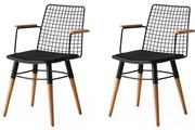 Set de scaune de sufragerie Trend Black andWalnut, 2 buc.