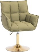HR560N Scaun Khaki Piele Ecologica Premium Soft cu Bază Aurie