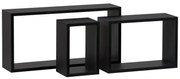 Set etajere de perete P-009, negru mat, 3 buc.