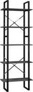 vidaXL Bibliotecă cu 5 rafturi, gri, 60x30x175 cm, lemn de pin