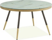 Masuta VEGA B, alb cu efect de marmura/negru/auriu, sticla/metal, 80x8