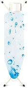 Masa de calcat Brabantia B 90300132, 124x38 cm, 7 pozitii de reglare, Suport fier de calcat, Alb/Albastru